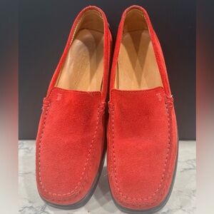 Tod's Gommino Red Suede Slip-On Loafers. Size 37
